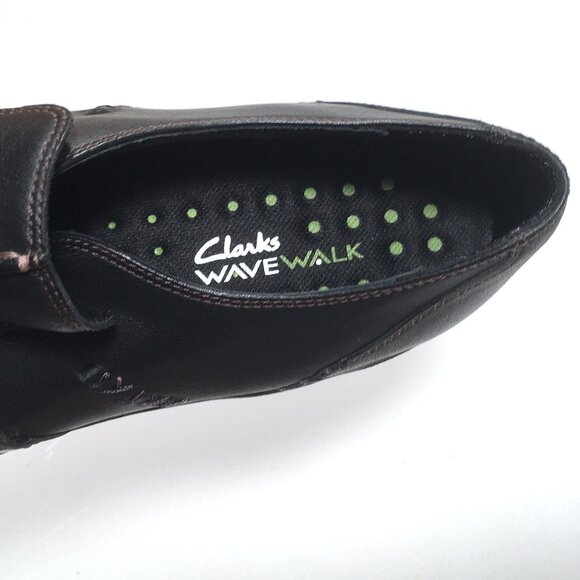 Clarks Wave Walk Slip On Shoes Womens Size 11 Black Leather - Picture 9 of 9
